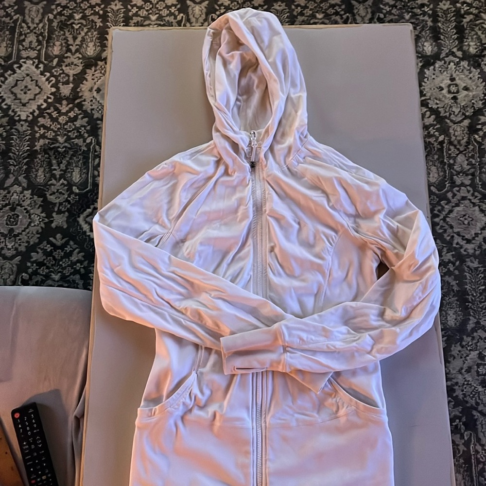 Lululemon White Hooded Zip up. Size 10.